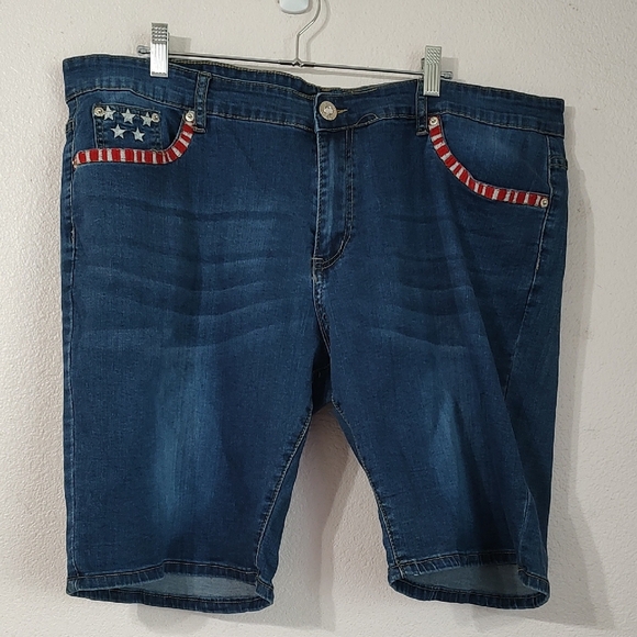 Red, White And Blue Jean Shorts Size 24W - Picture 1 of 4
